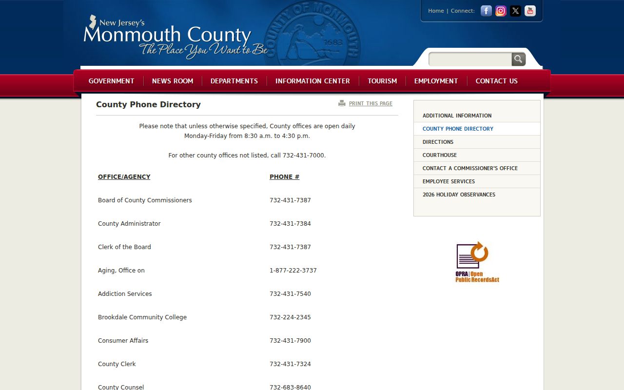 Middletown residents directory Monmouth County custodian directory source