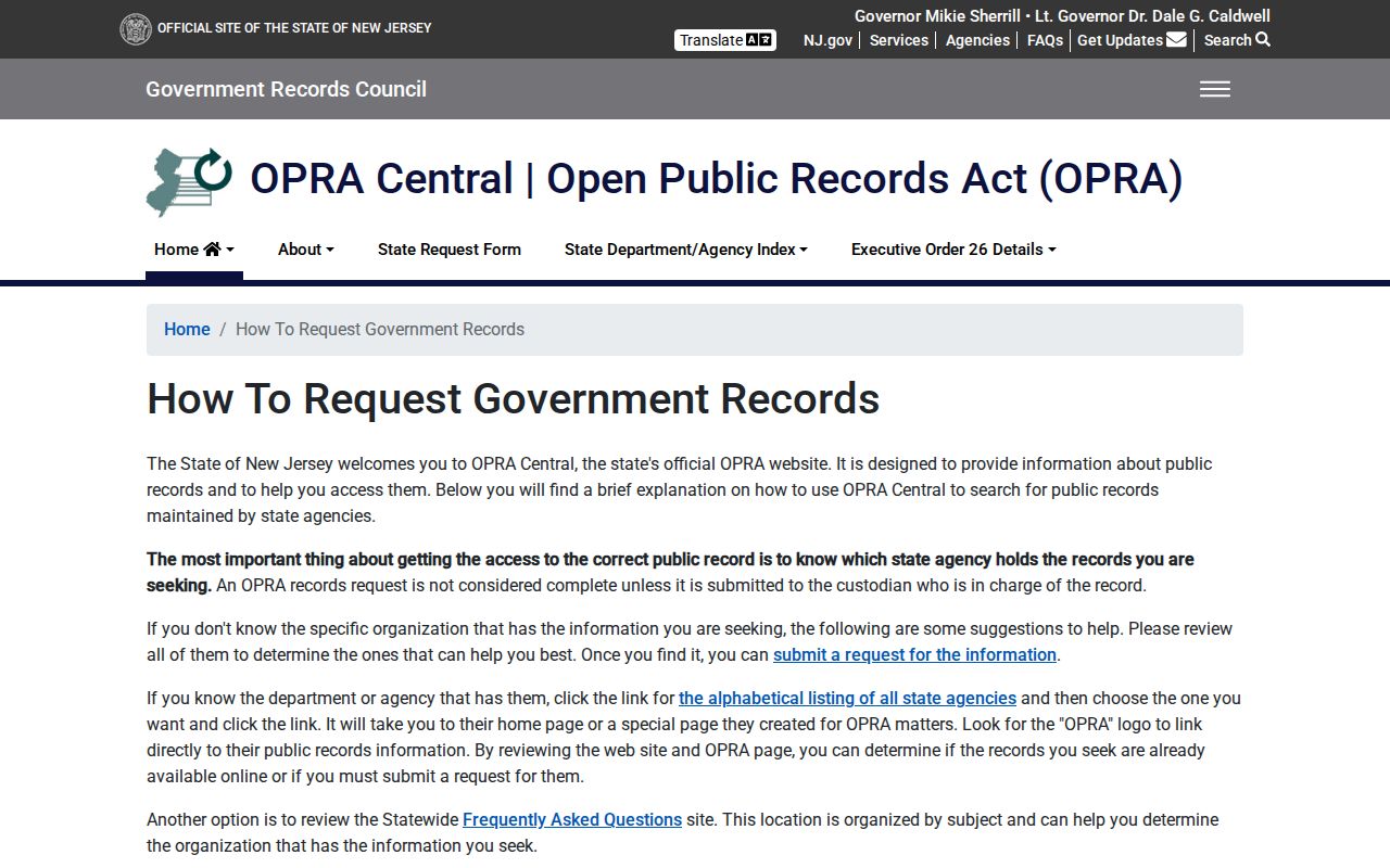 Middletown residents directory New Jersey OPRA request source