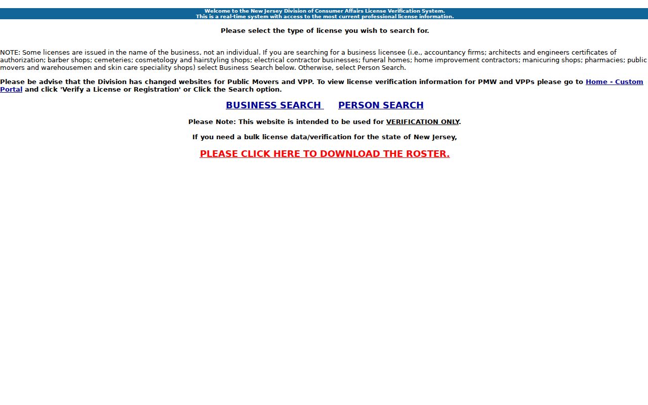 Middletown resident lookup with New Jersey professional-license verification