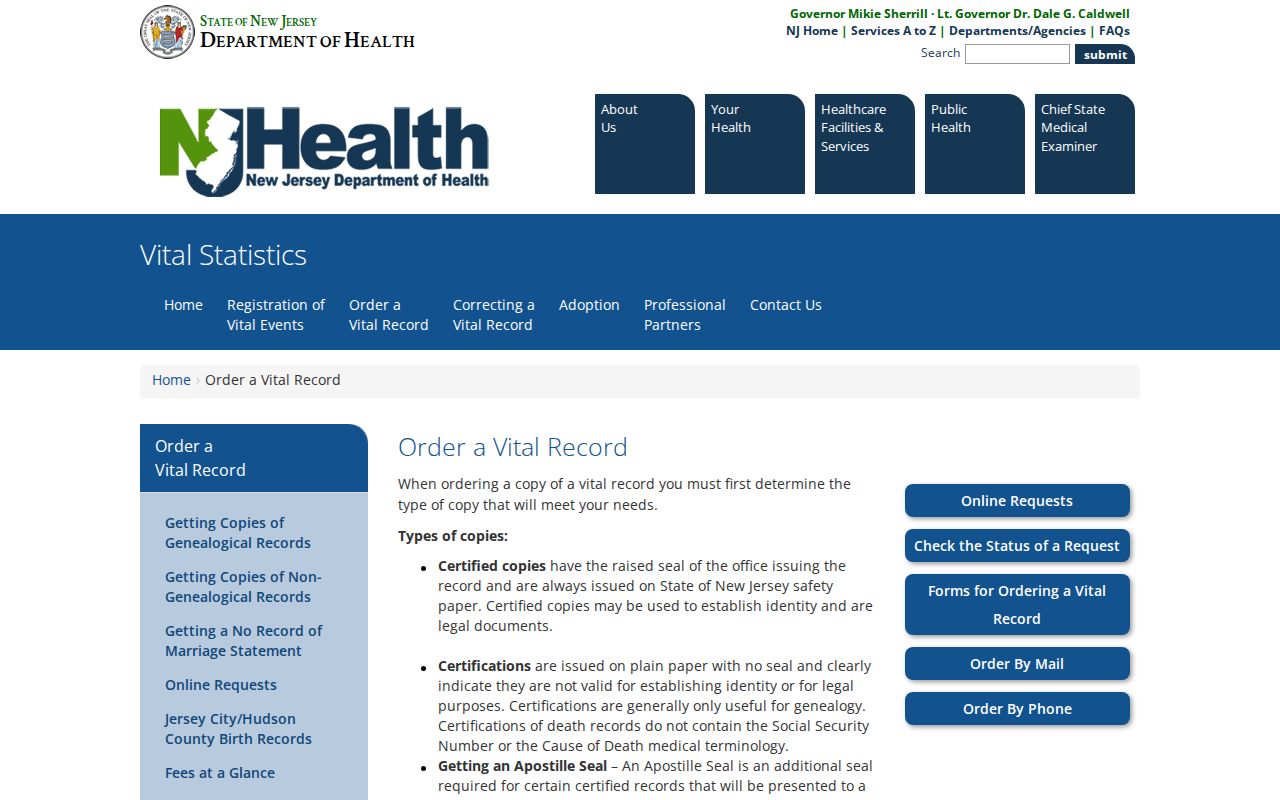 Middletown resident lookup and New Jersey vital-record ordering options