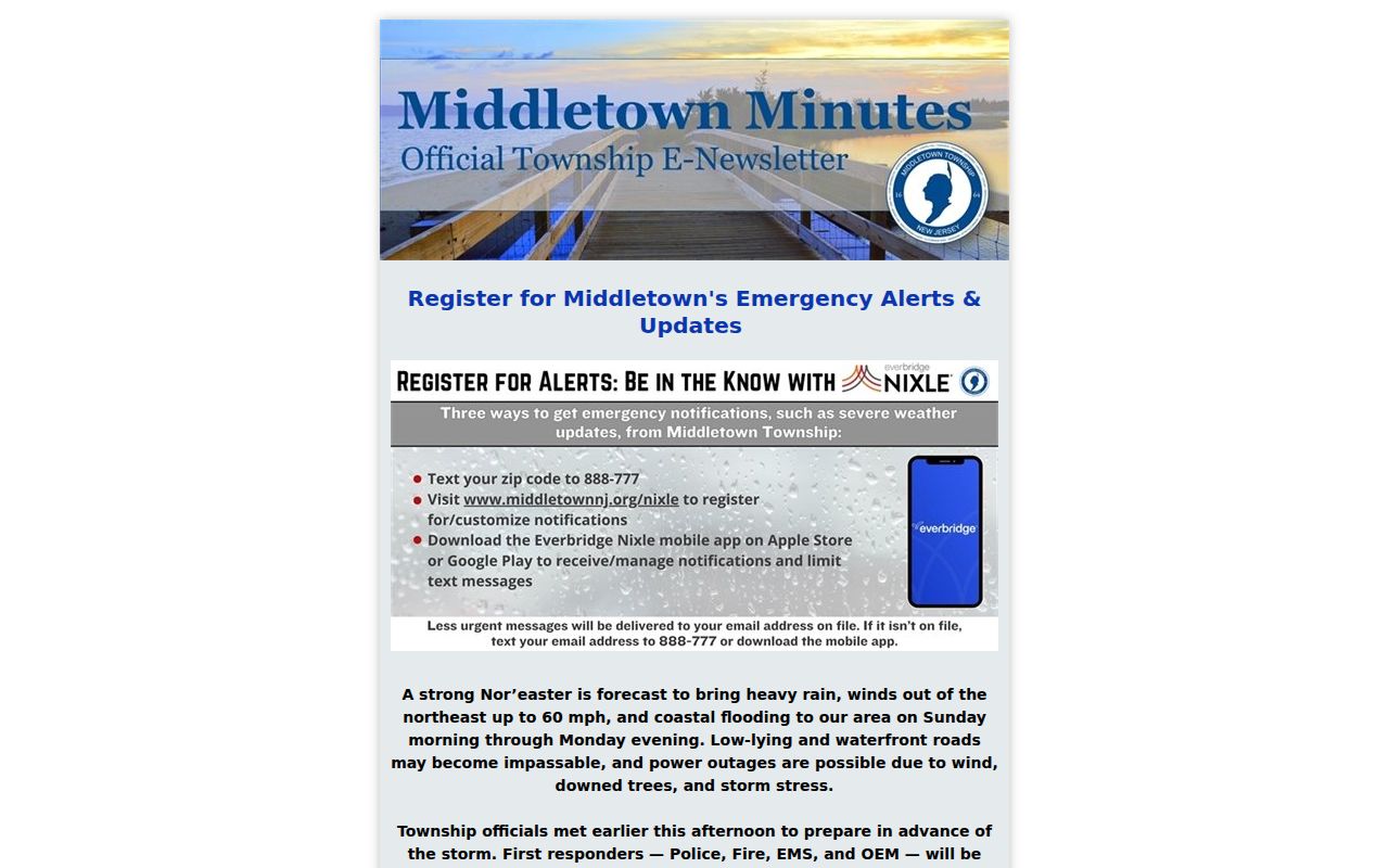 Middletown neighbors Connect and Correct service reporting launch notice