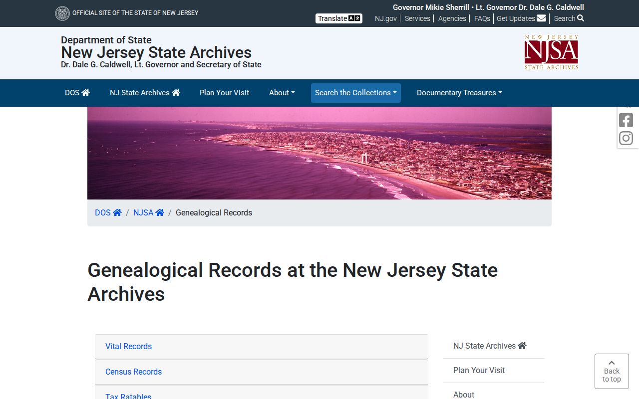 Middletown previous residents research in New Jersey State Archives collections