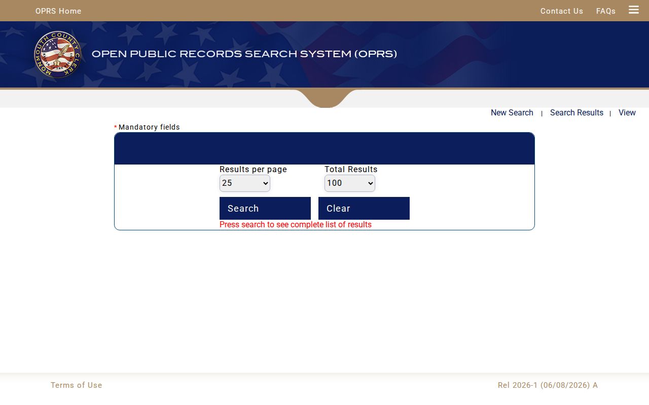 Middletown street directory OPRS County Clerk deed and records search