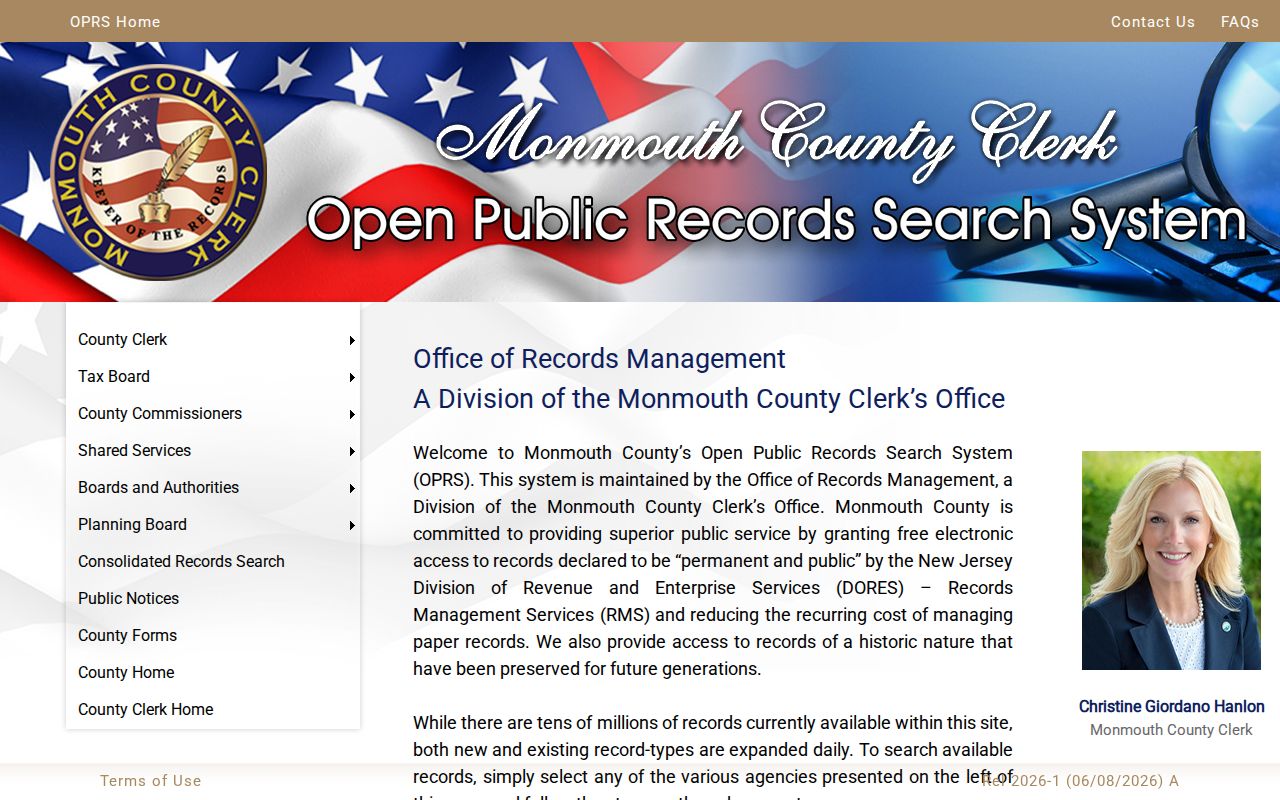 Middletown street directory OPRS records system landing page