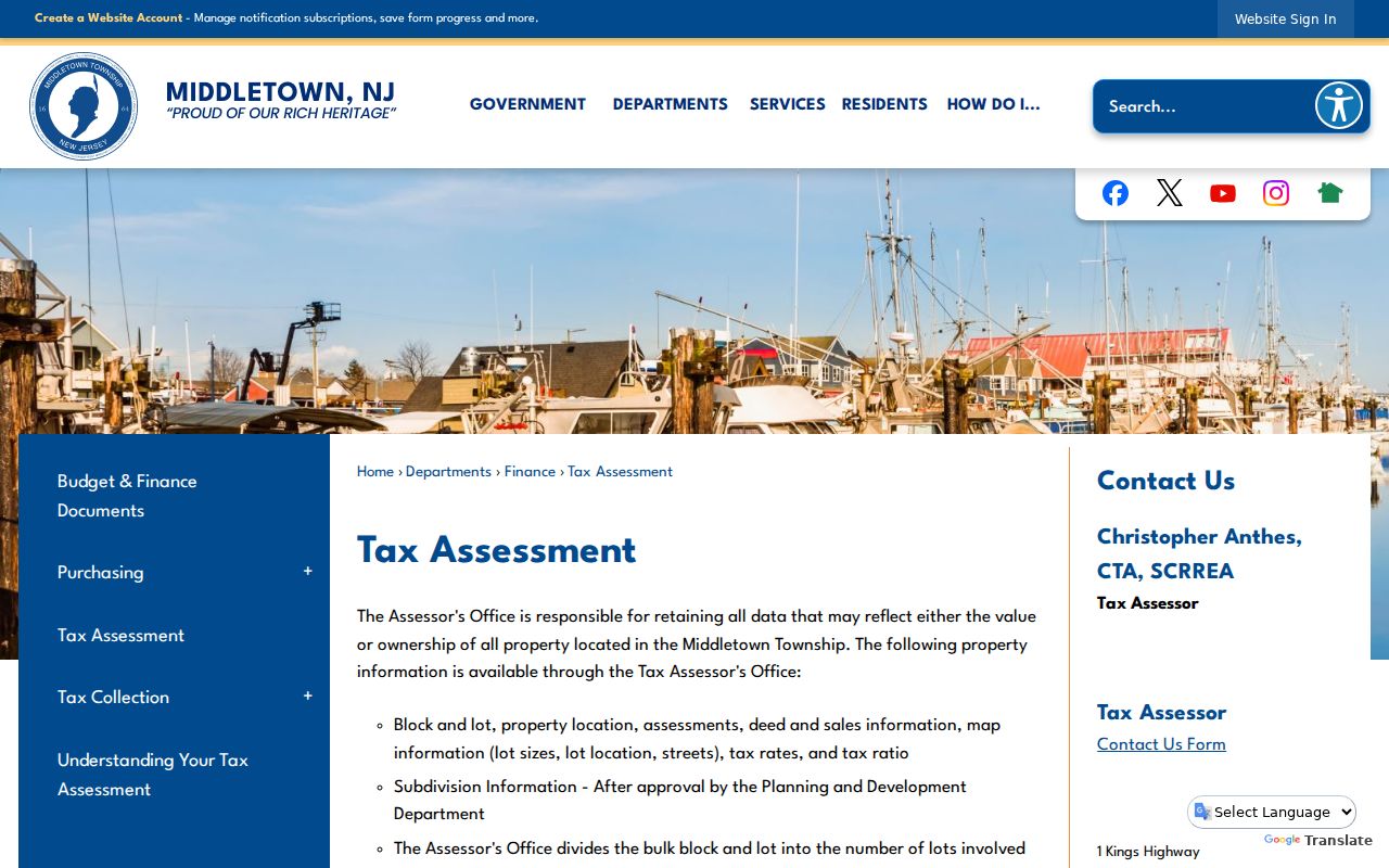 Middletown street directory Tax Assessment property resource page