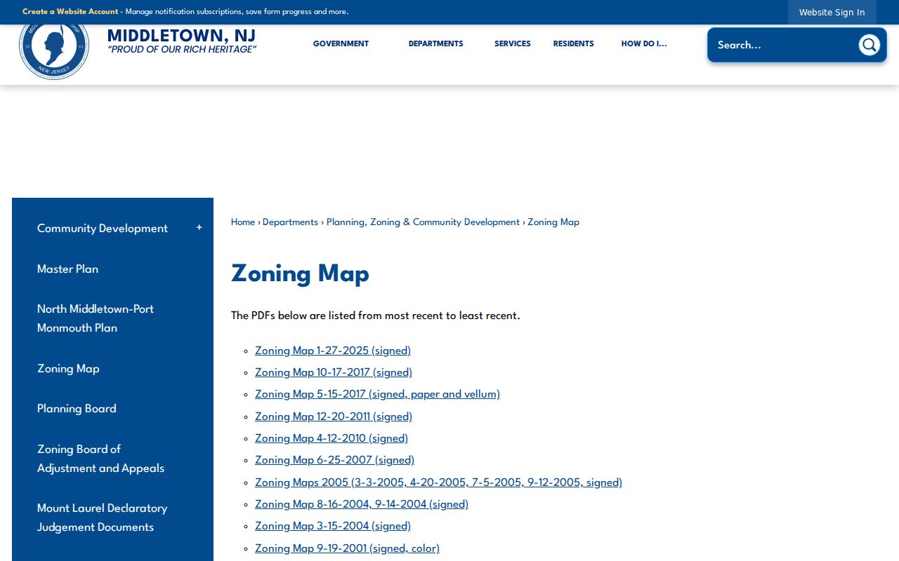 Middletown street directory zoning map editions for parcel history