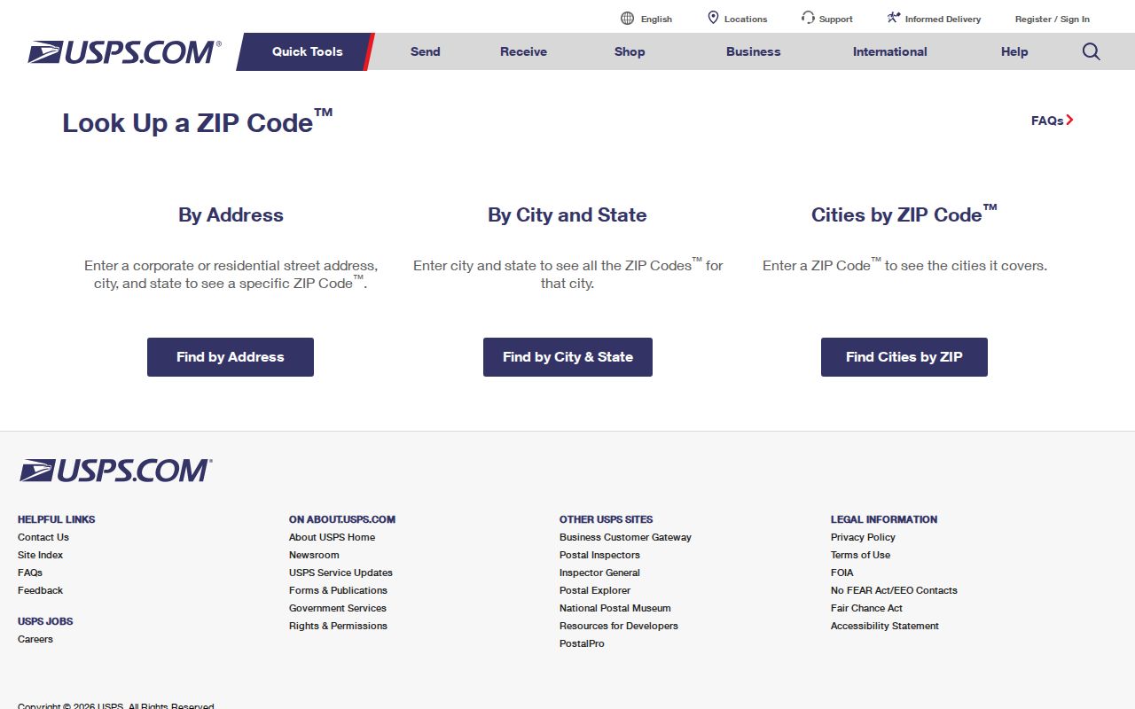 Middletown ZIP code directory using USPS address and city lookup modes